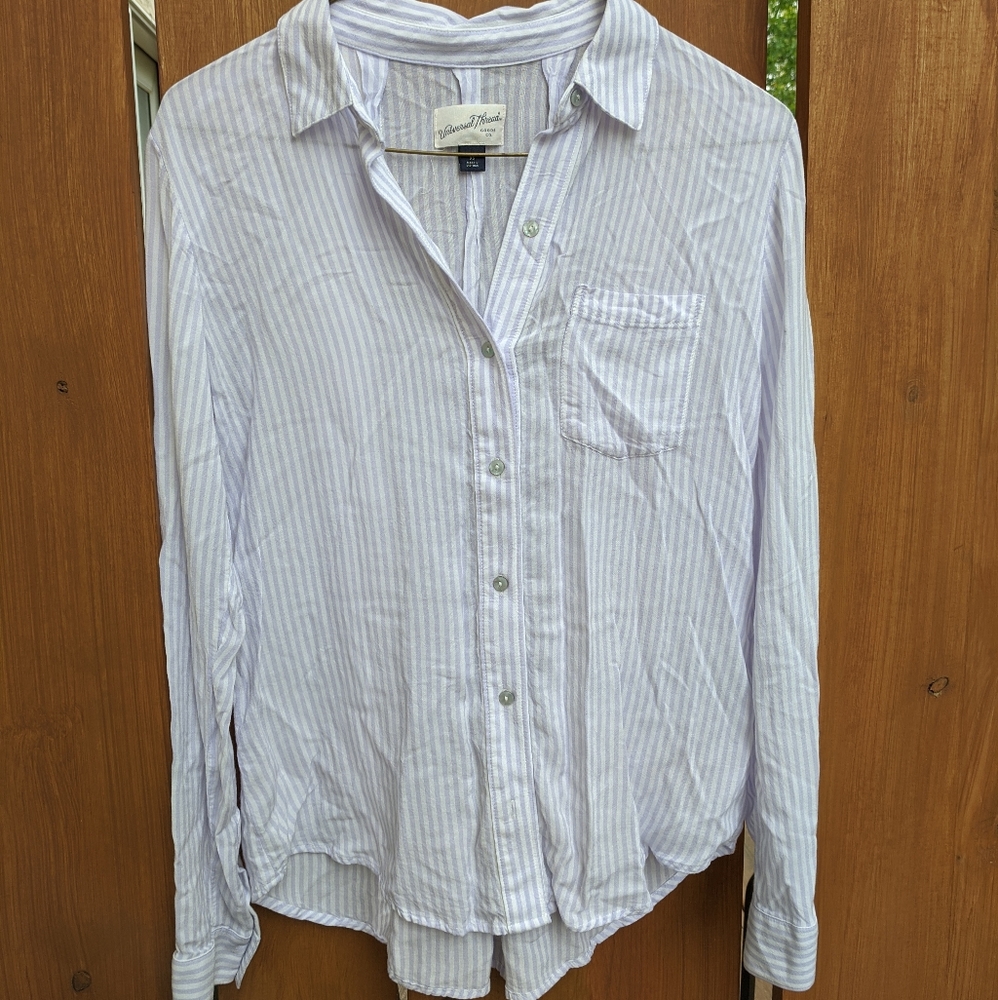 Universal thread lavender striped button down top